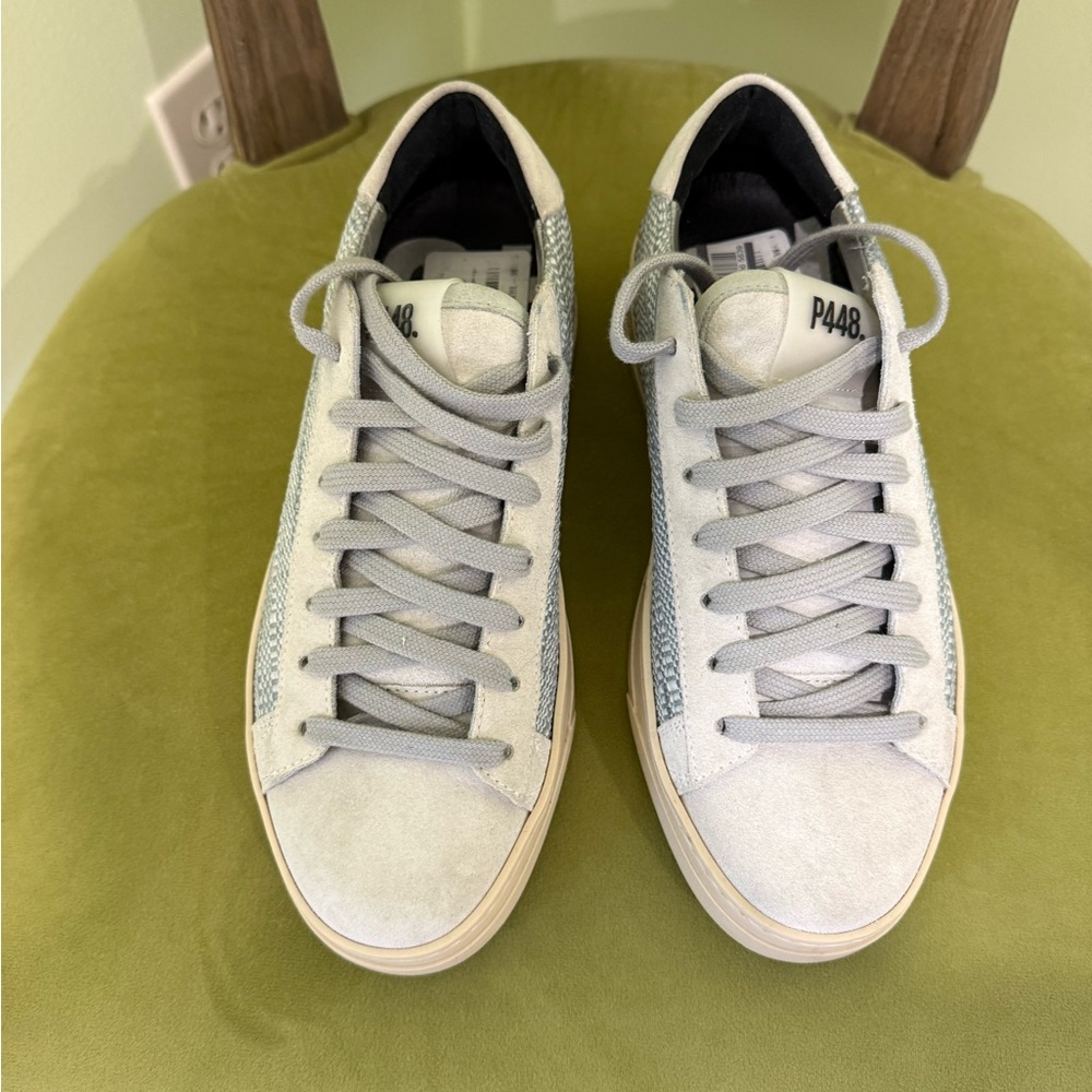 P448 Women's White and Gray Sneakers